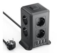 3 M Multipresa Verticale, Torretta Multipresa con 4 Porte USB e 8 Prese di Corrente, Vertical Power Strip con Protezione Dell'interruttore, Adatta per Uffici, Scrivanie e Camere da Letto di Casa