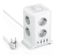 3 M Multipresa Verticale, Torretta Multipresa con 4 Porte USB e 8 Prese di Corrente, Vertical Power Strip con Protezione Dell'interruttore, Adatta per Uffici, Scrivanie e Camere da Letto di Casa