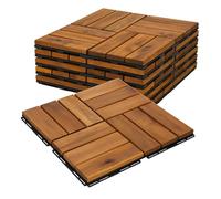 3 m² piastrelle in legno per terrazze, piastrelle in legno, mosaico, 30 x 30 cm, 33 pezzi, resistente alle intemperie, in legno di acacia con sistema a scatto per terrazze, balconi, sistema a incastro