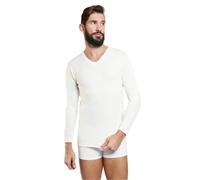 NOTTINGHAM 3 Pezzi Maglia Uomo Manica Lunga Scollo a V TL18 in Lana e Cotone (Bianco, 5/L)