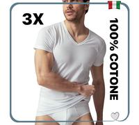 Set 3 maglia intima uomo cotone scollo a V maglietta girocollo t-shirt intimo da