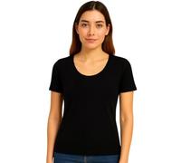 3 Maglie Intime Donna Termiche in Caldo Cotone Interlock Mezza Manica Bianco e Nere (L, Nero)