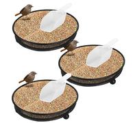 3 mangiatoie per uccelli con paletta, 17 x 17 x 5,6 cm, vassoio rotondo in metallo per scoiattoli, mangiatoia per semi in rete resistente alla ruggine, vassoio per semi per uccelli selvatici, colomba