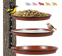 3 mangiatoie per uccelli e abbeveratoio per uccelli, diametro 19/17/15 cm, ultra antiruggine, per il giardino, pieghevole, per ringhiere del balcone, Fence Bird Feeders Tray Mangiatoia per uccelli