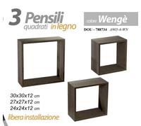 3 Mensole Parete MODULI QUADRATI PENSILE Cubo Mensola Scaffale WENGè 30/27/24 cm