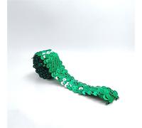 3 metri, 2,5 cm, con paillettes, elastico in paillettes, con paillettes metallizzate, in tessuto con paillettes, per cucire (verde)