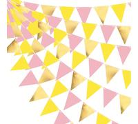 3 metri/9,84 piedi "Sei il mio sole" bandierine a triangolo in oro, rosa e giallo limone per decorazione di feste estive, adatte per compleanni a tema limone, festa di nascità, cerimonie di laurea Tag
