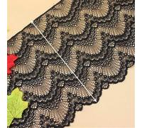 3 metri avorio onda nera maglia elastica 20 cm larghezza pizzo rifiniture fatte a mano fai da te accessori di abbigliamento pizzo squisito elasticizzato fatto in casa-nero