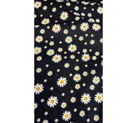 3 Metri Tessuto Needlecord Stampato In Cotone 100% Nero Con Margherite