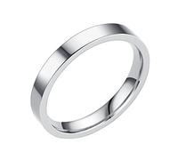 3 MILLIMETRI Solido In Acciaio Anelli Fedi Nuziali Anelli Per Le Donne Anelli Per Gli Uomini Anelli Lisci Geometria Anelli Taglia 6 13 Anelli Di Agitazione per Gli Uomini (Silver, 10)