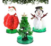 3 mini albero di Natale, albero di Natale magico, albero di carta magica, set di allevamento di cristalli fai da te, kit di scienza per bambini, giocattoli magici, giocattoli di Natale, istruzioni per