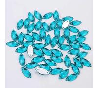 3 misure Occhio di cavallo acrilico da cucire su strass con retro piatto strass colorati per cucire pietre sciolte per abito da donna-turchese-9x20mm 50 pezzi