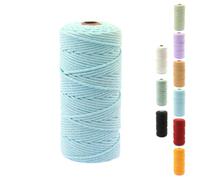 3 mm, 100 m, filo di cotone, filato macramè, corda di cotone naturale, corda di cotone a 4 strati, filo decorativo, perfetto per lavori fai da te, giardinaggio (azzurro)
