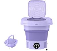 3 Modalità Piccola Lavatrice Efficiente, Adatto per il campeggio, i viaggi, i viaggi d'affari, pieghevole, timer a tre velocità, risparmio energetico e protezione ambientale, colore viola