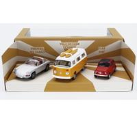 3 MODELLINO AUTO STATICO NOREV PORSCHE 911 SPIDER 1969 FIAT 500 1965 VW T2B 1/43