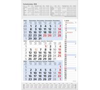 3-Monats-Planer Combi Blau 2026: 3-Monatskalender groß I Wandplaner / Bürokalender mit Datumsschieber, Ferienterminen, Vor-und Nachmonat und Jahresübersicht I extra Streifenplaner I 30 x 47,8 cm