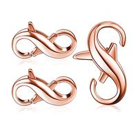 3 Moschettone a Doppia Chiusura Fermagli Aragosta per Bracciale Estensori Connettori per Collana Chiusure per Gioielli Riparazione (Oro Rosa, 13 x 6 mm)