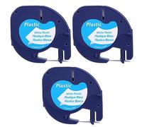 3 nastri per etichette compatibili con Dymo Letratag 91201 Plastic Label Tapes for LT-100H LT-100T LT-110T QX50, XR, XM,200B 2000 Plus Label etichettatrice nero su bianco