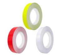 3 nastri riflettenti autoadesivi, 2,5 cm x 5 m, nastro riflettente impermeabile in PVC, utilizzati per la decorazione di biciclette, moto e auto (bianco, rosso, giallo fluorescente)