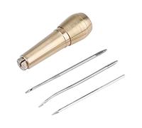 3 Needles Copper Handle Sewing Awl Leather Shoe Repair Tool Professional Leatherworking Kit for Crafters DIY Enthusiasts Durable Copper Construction with Interchangeable Needles