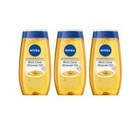 3 NIVEA Rich Caring Shower Oil Natural 200ml Vitamina C E 55% Natural Oli Dry