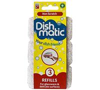 3 Non Scratch Dishmatic White Refill Sponges