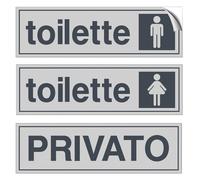 [3 o 9] Etichette Adesive Toilette in PVC Impermeabile, 16,5x5 cm