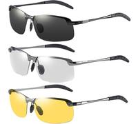 3 occhiali da guida fotocromatici, occhiali da sole fotocromatici da donna, occhiali da sole reattivi alla luce, occhiali da esterno per golf, attrezzatura da ciclismo, uso giorno e notte, protezione