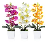 3 orchidee artificiali, 30 cm, colore giallo, fiori e piante artificiali, pianta artificiale Phalaenopsis, fiori artificiali come veri, fiori bianchi e rosa