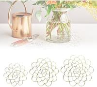 3 organizer a griglia floreale in acciaio inox, 2025, riutilizzabili, con griglia floreale a forma di rana, supporto per composizioni e vasi fai da te per decorazioni per la casa (oro)