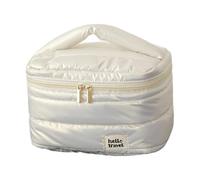3. Organizzatore cosmetico multipezzo sicuro, borsa da toilette per le donne, in poliestere robusto e portatile per la cura della pelle con grande capacità, Bianco perla, misura grande, taglia unica