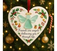 3 ornamenti in acrilico a forma di cuore 2D a tema oceano piatto con citazione per albero di Natale, auto, regali, stile B