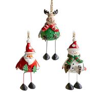 3 ornamenti natalizi da appendere in ferro, Babbo Natale pupazzo di neve con gambe pendenti, graziose statuette festive per decorazioni dell'albero di Natale e esposizione delle vacanze