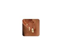 3 Paar 18K placcato oro cerchi Creolen per donna - Set di orecchini Huggie Hoop e orecchini a perno, set di orecchini per più fori, orecchini oro, piercing orecchio