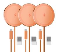3-Pack 15W Magnetic Wireless Charger: Qi2 Fast Charging Pad for iPhone Air 17 16 15 14 13 12 Pro Max, Samsung Galaxy S26 S25, Google Pixel 10, Slim Portable for Desk Bedside Travel-Orange