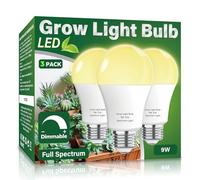 3 Pack A19 Full Spectrum LED Grow Light Bulb Indoor Grow Light, E26 110V 9W Grow Bulb Replace up to 100W, Plant Light Bulb for Indoor Plants, Flowers, Greenhouse, Indore Garden, Hydroponic