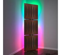 3 Pack - Acoustic Bass Traps «PULSE» con lampada da terra RGB Light | Angolo mobile LED Acoustic stand con retroilluminazione | 150x50x15cm | Colore piastra: Dado