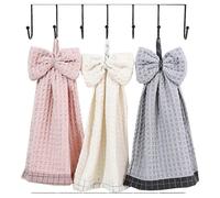 3 Pack Bowknot Hand Towel - Soft Dish Wipe Cloth with Hanging Loop for Kitchen Bathroom, Microfiber Coral Velvet Cute Hand Towel for Kids, Adults