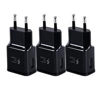3 Pack Caricatore compatibile per Samsung S20 FE S10 S10e S9 S8 Puls A53 A52 A52s A51 A13 S7 S6 Edge S4 S3 A6 J7 J3 Note5 Note4 Tab S S2, AFC Caricabatterie Sostituzione Originale (Nero)