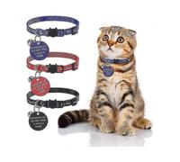 3-pack Cat Collar Set with "do Not Feed Me" Warning Board - Adjustable Cat Collars with Bells