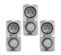 3-Pack ELRO TO1500 - Timer meccanico esterno, impermeabile IP44, 30 minuti, fino a 3600 W