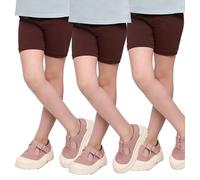 3 Pack Girls Cycling Shorts - Safety Comfy Cotton Basic Non See Through Girl Short Leggings Kids - Pack of 3 School Dance Sport Bike Summer Shorts Knee Length
