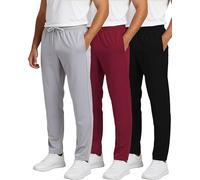 3 Pack: Mens Sweatpants Open Bottom Baggy Track Pants Active Athletic Workout Gym Training Tech Fleece Tapered Slim Tiro Tricot Wide Leg Sports Running Casual Quick Dry Fit Soccer Casual-Set 3,XL