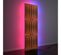 3 Pack - Pannelli Acustici «PULSAR» con lampada da terra RGB Light | mobile LED Supporto acustico con retroilluminazione | 150x50x5cm | HDF Colore piastra: Cherry