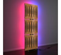 3 Pack - Pannelli Acustici «PULSAR» con lampada da terra RGB Light | mobile LED Supporto acustico con retroilluminazione | 150x50x5cm | HDF Colore piastra: Quercia