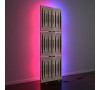 3 Pack - Pannelli Acustici «PULSAR» con lampada da terra RGB Light | mobile LED Supporto acustico con retroilluminazione | 150x50x5cm | HDF Colore piastra: Sonoma