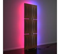 3 Pack - Pannelli Acustici «PULSAR» con lampada da terra RGB Light | mobile LED Supporto acustico con retroilluminazione | 150x50x5cm | HDF Colore piastra: Dado