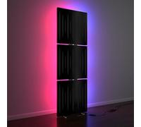 3 Pack - Pannelli Acustici «PULSAR» con lampada da terra RGB Light | mobile LED Supporto acustico con retroilluminazione | 150x50x5cm | HDF Colore piastra: Nero