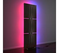 3 Pack - Pannelli Acustici «PULSAR» con lampada da terra RGB Light | mobile LED Supporto acustico con retroilluminazione | 150x50x5cm | HDF Colore piastra: Wenge