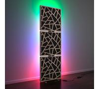 3 Pack - Pannelli Acustici «SKYROSS» con lampada da terra RGB Light | mobile LED Supporto acustico con retroilluminazione | 150x50x5cm | HDF Colore piastra: Sonoma